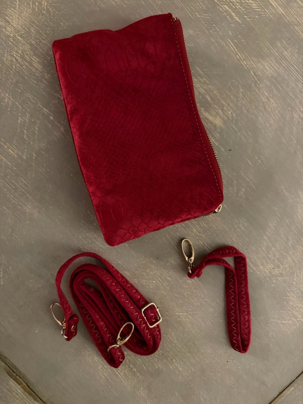 Elegant Red Wristlet Clutch with Removable Strap